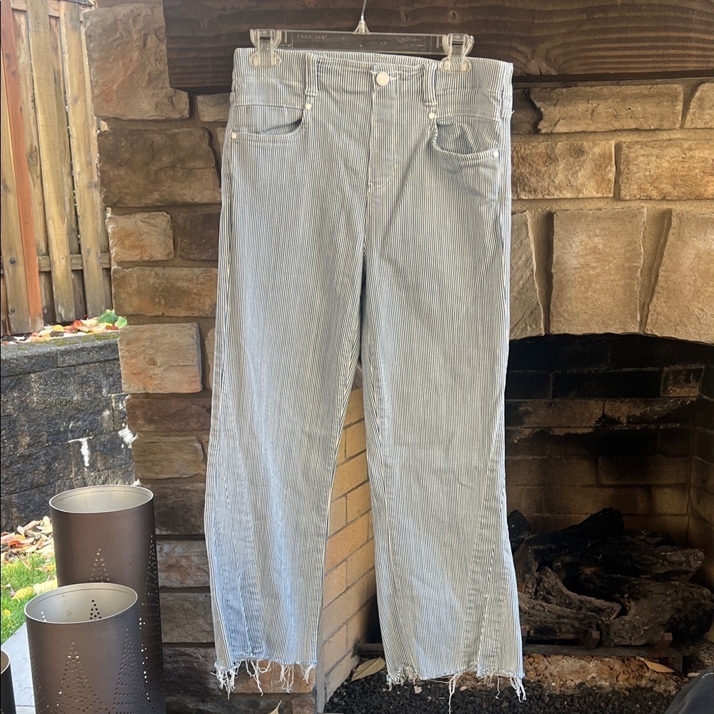 Liverpool Light Blue Pinstripe Cropped Jeans